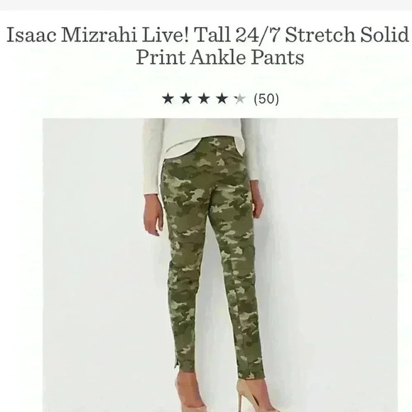 Isaac Mizrahi Pants - Isaac Mizrahi Live! 24/7 Stretch Camo Print Ankle Pants Size 14 TALL A367661